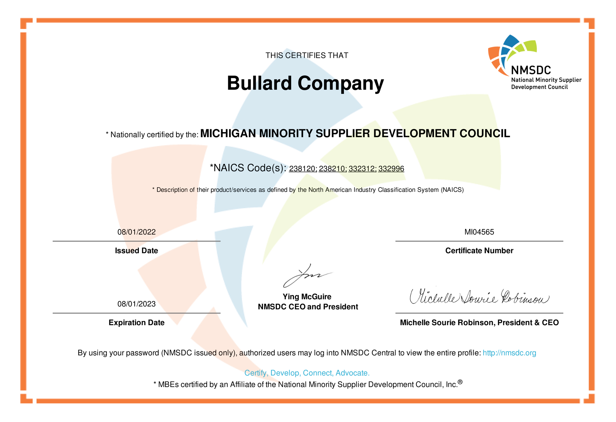 NMSDC Certificate