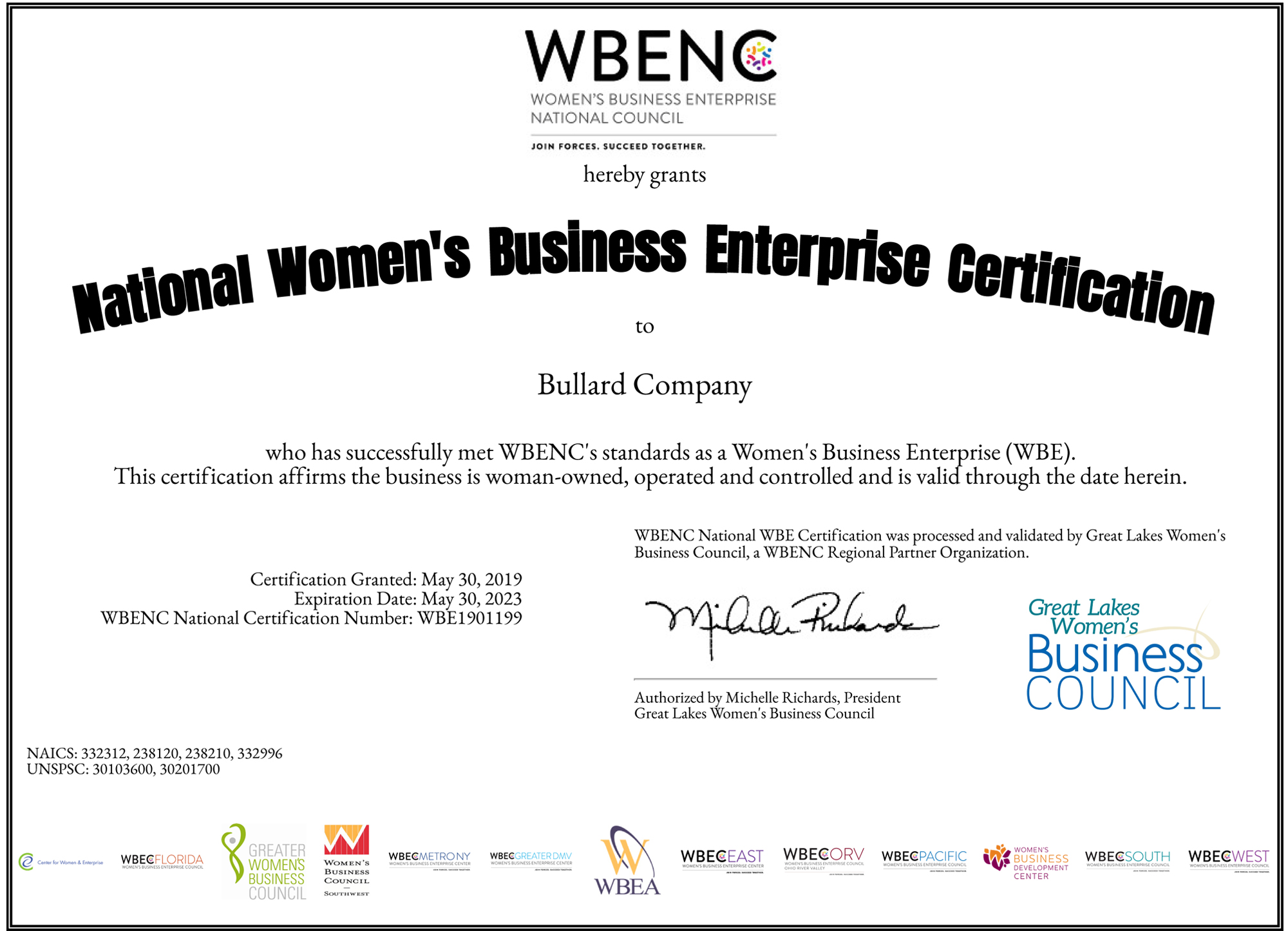 WBENC Certificate
