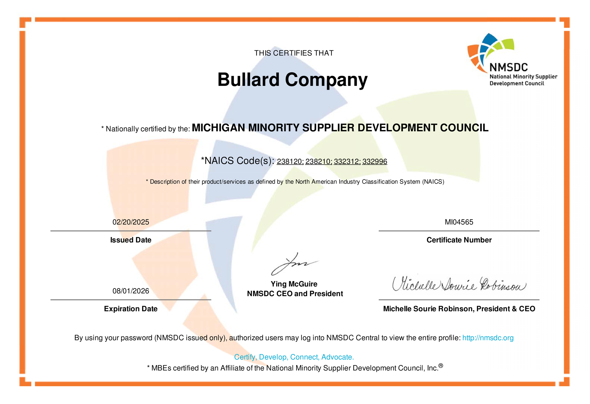 NMSDC Certificate