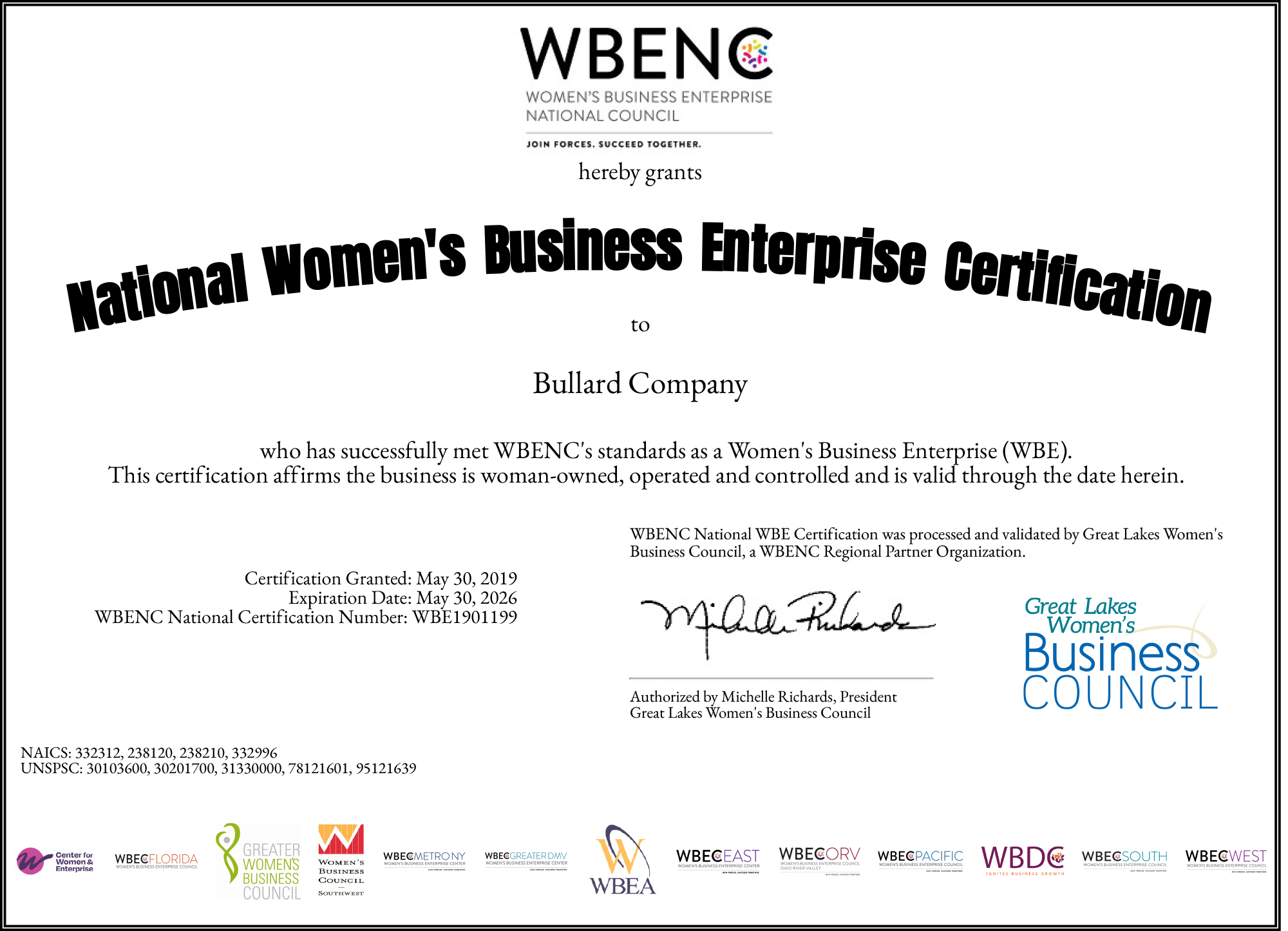 National WBENC Certificate